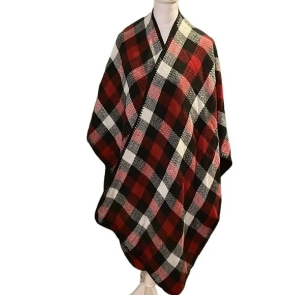 Woolrich Women’s One Size Red White Black Reversible Buffalo Plaid Shawl‎ - Picture 1 of 7